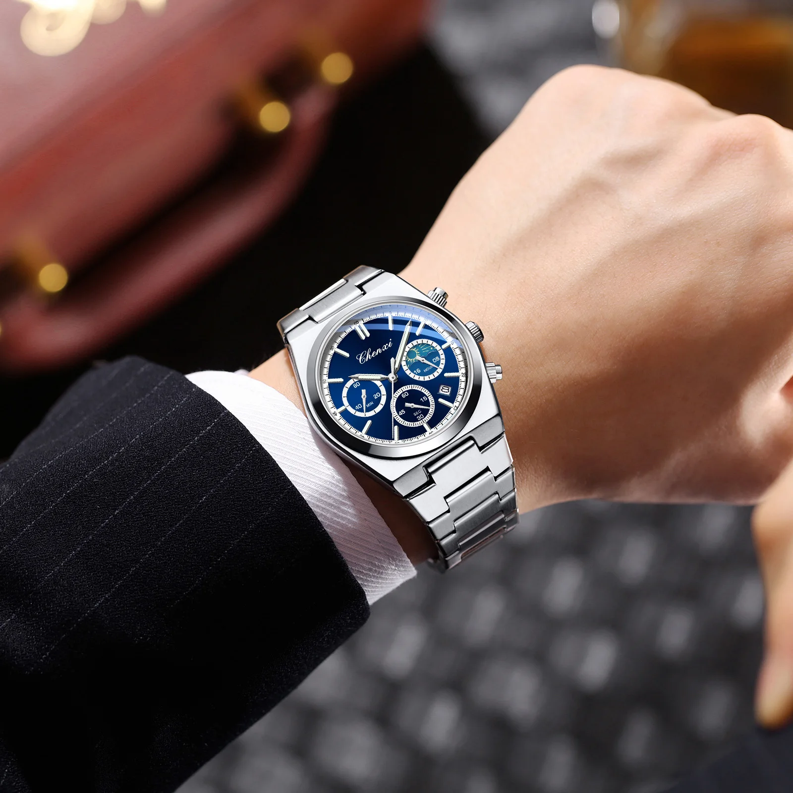 Men's Watches CHENXI 2025 High Quality Sports Chronograph Date Quartz Wristwatch Men's Watch Stainless Steel Waterproof Luminous