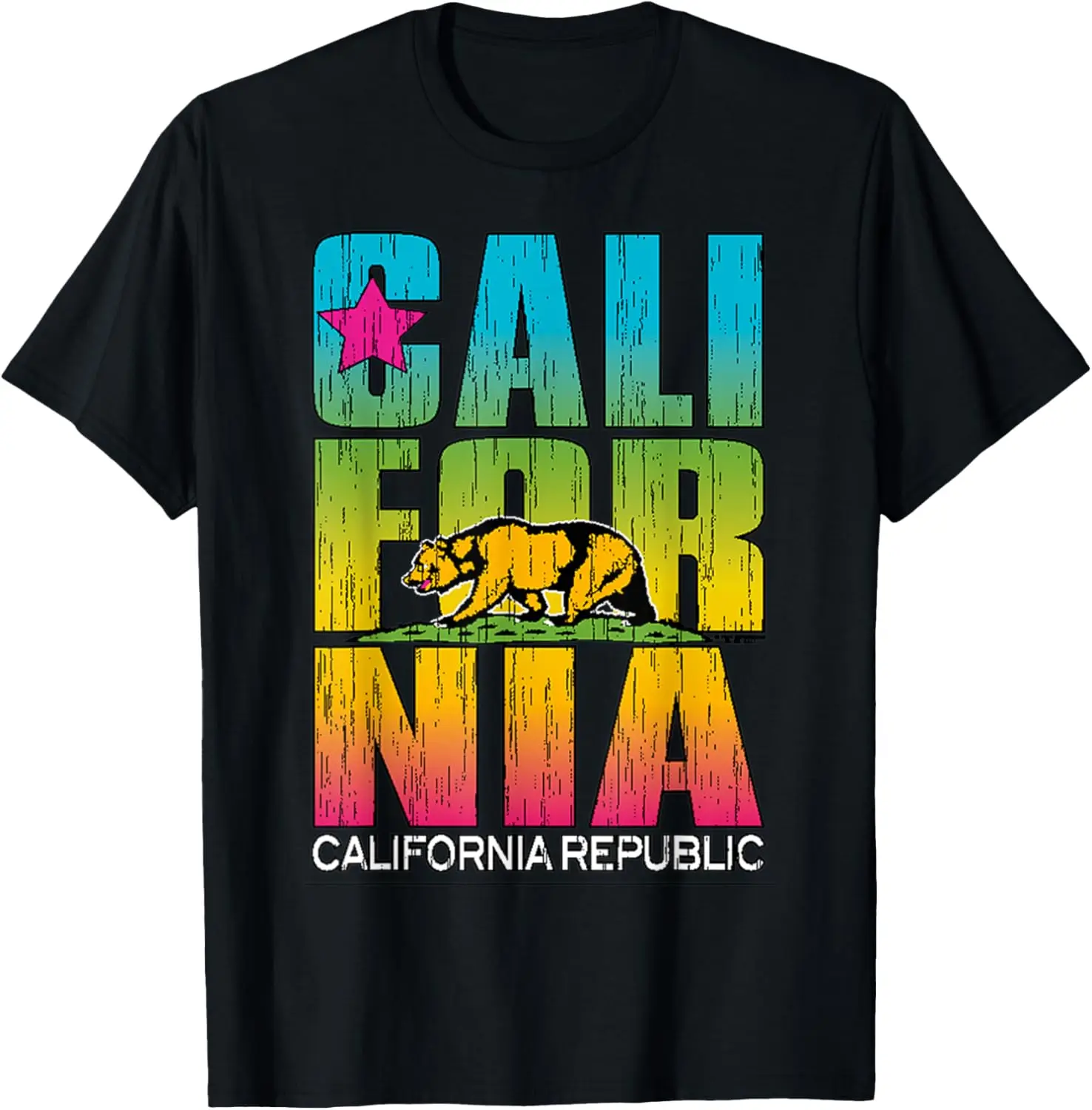 California Republic T-shirt Cali Life Tee Bear Cali Flag T-Shirt