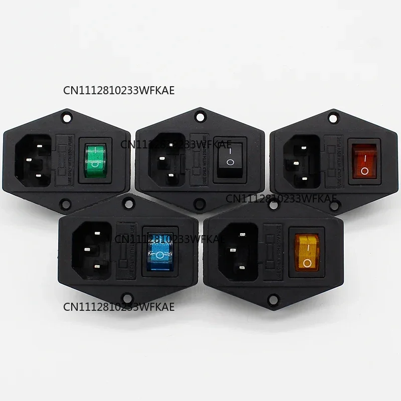 5pcs ! brass part! with 10A fuse ! power socket with Rocker Switch ac socket 3 Terminal Power Socket with Fuse Holder Connector