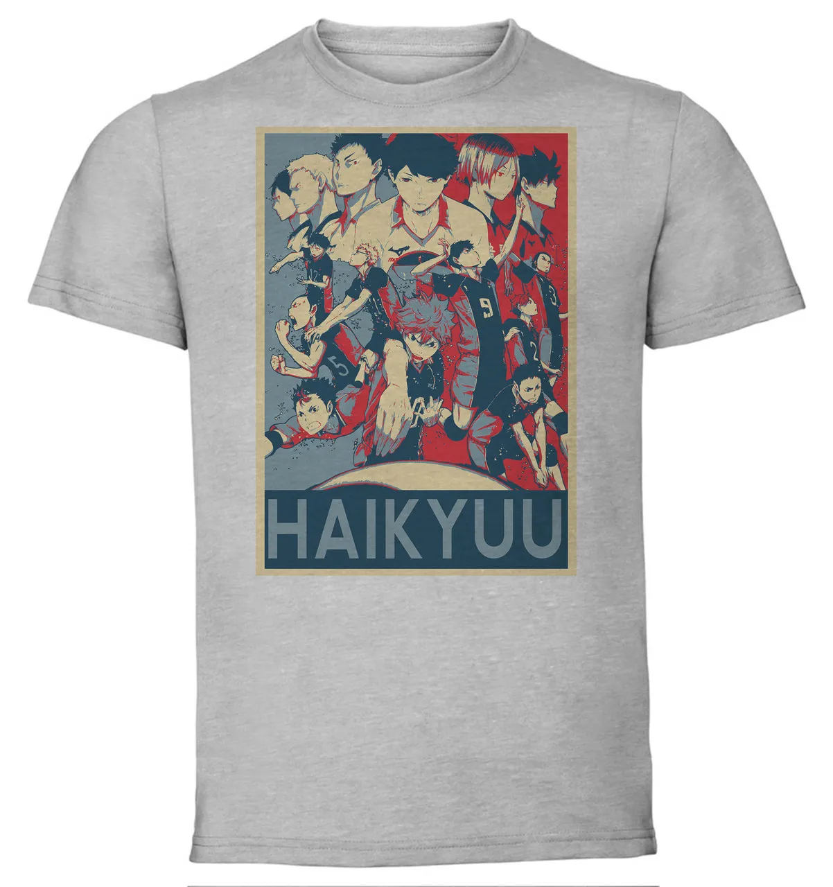 

T-Shirt Unisex Grey Propaganda Haikyuu Characters