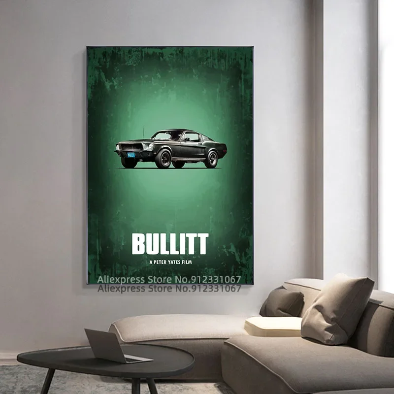 Movie Poster of Bullitt by Peter Yates Canvas Painting Art Poster Print Wall Art Picture for Living Room Home Decor Cuadros