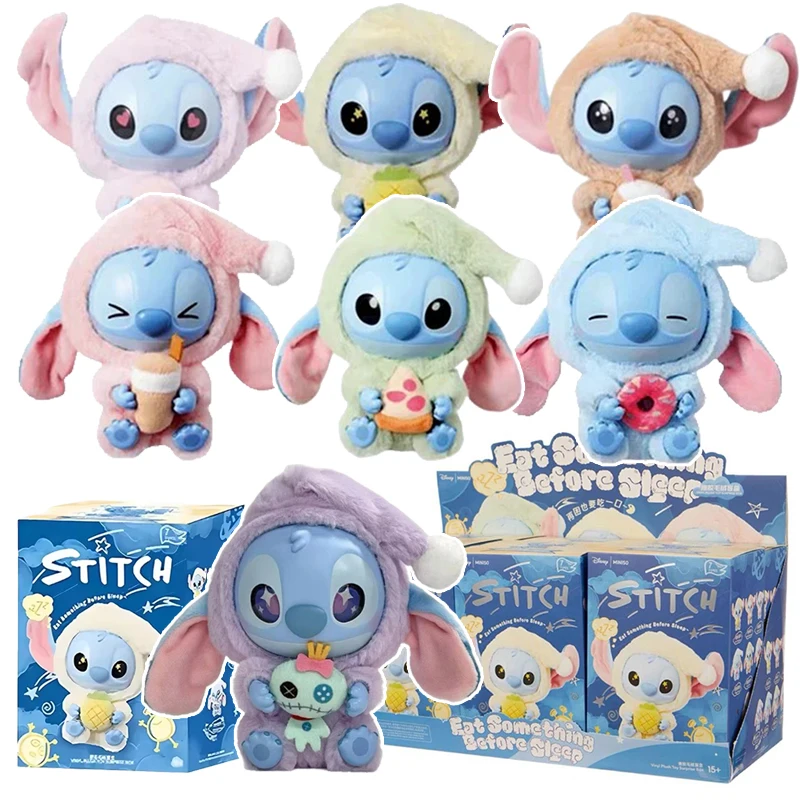 

Disney Stitch Eat Something Before Sleep Series, плюшевая слепая коробка, виниловые игрушки, милая кукла, загадочная коробка, сумка, подвесное украшение, подарок