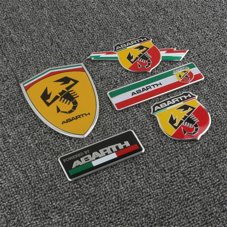 3D Aluminum Scorpion ABARTH Emblem Badge Car Side Body Rear Trunk Decor Sticker for Fiat 500 Punto Stilo Pondo Bravo Ducato Pali