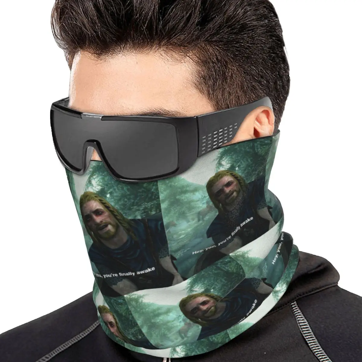 Hey You You're Finally Awake - Skyrim Meme Bandana Neck Cover Printed Mask Scarf Multifunction Balaclava Unisex Adult Breathable