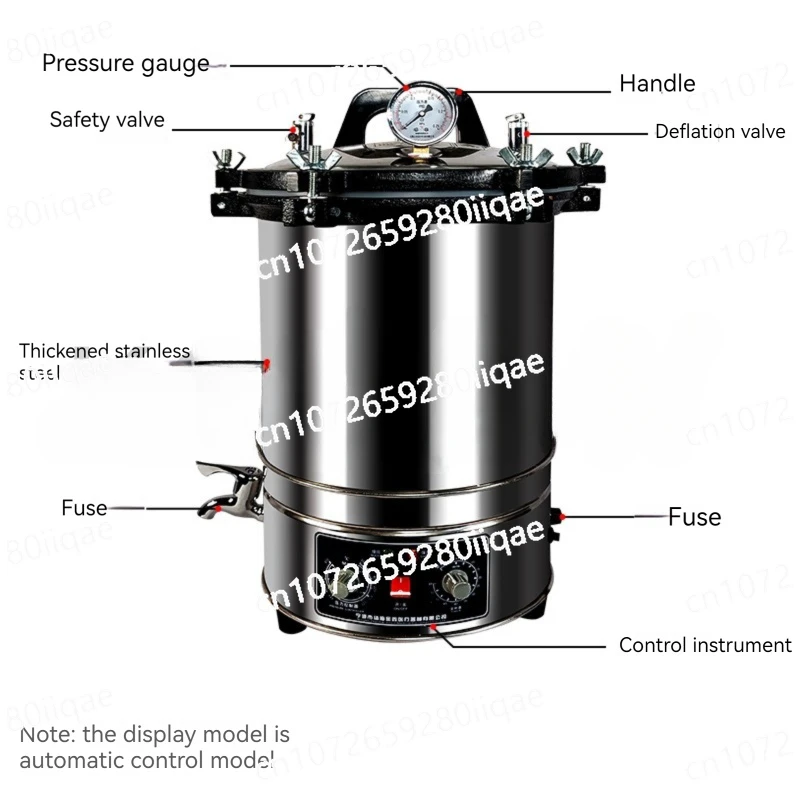 Stainless Steel Automatic Steam Sterilizer Autoclave Pot Laboratory Medical Vertical Sterilization Pot 12L/18L/25L