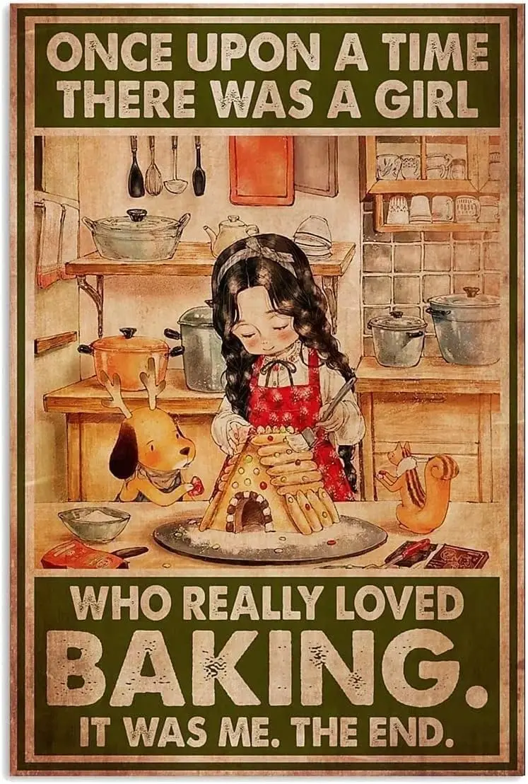 Funny Tin Bathroom Signs There was A Girl Who Really Loved Baking Retro Metal Sign Vintage Home Decor Rustic Aluminum Tin S sign
