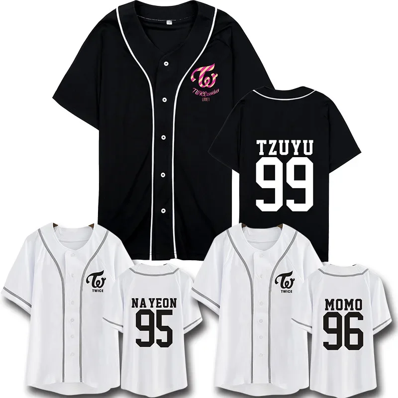 

KPOP Twice Merch Baseball Jersey T-shirt JIYHO CHAEYOUNG SANA DAHYUN JEONGYEON TZUYU MINA NAYEON MOMO Short Sleeve Graphic Tees