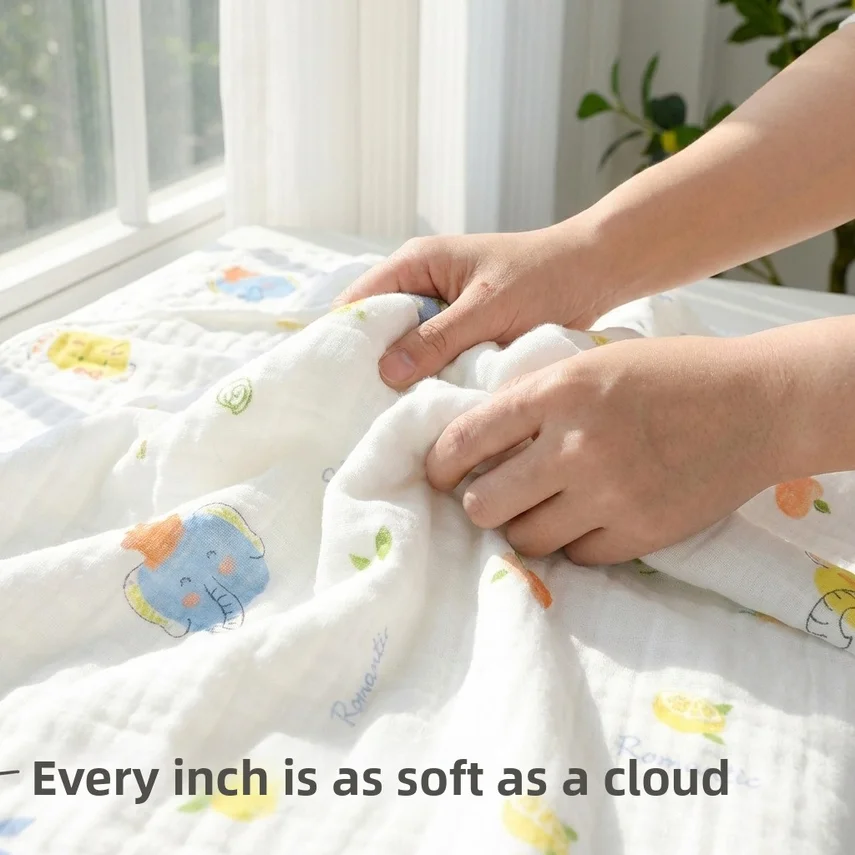 Baby Pure Cotton Gauze Bath Towel For Newborns, Class A Absorbent And Breathable Gauze