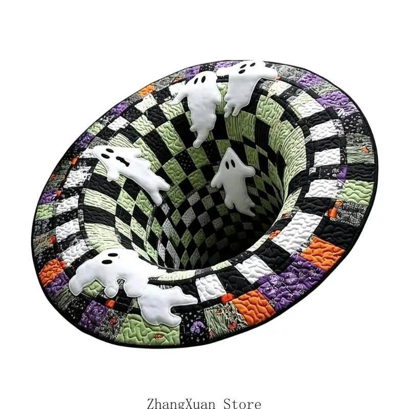 Runder Schlafzimmer-Bodenakzent, 3D-Illusion-Polyesterstück für Eingangsbereich, Wohnzimmer und saisonales Party-Styling – Detail 5