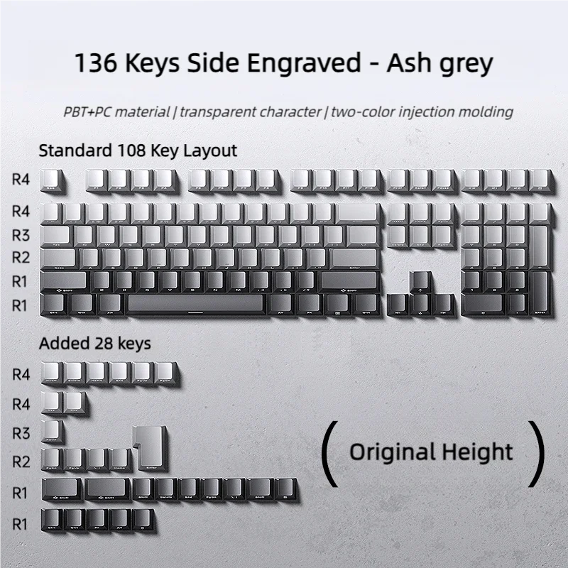 Imagem -03 - Leobog Pbt Keycaps 136 Teclas Lado Gravado Material Pbt Cereja Perfil Teclas para Kit de Teclado Mecânico Diy