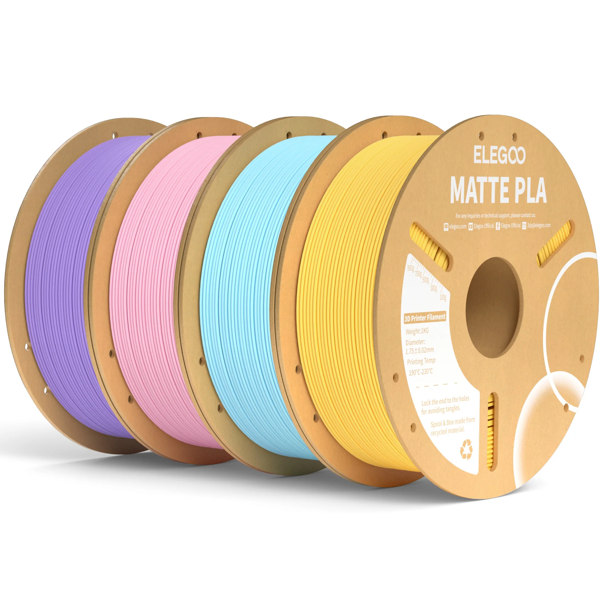 ELEGOO Filament mat PLA 1KG pour imprimante 3D FDM PLA Elegoo Filament d'imprimante 3D précision dimensionnelle +/- 0.02mm
