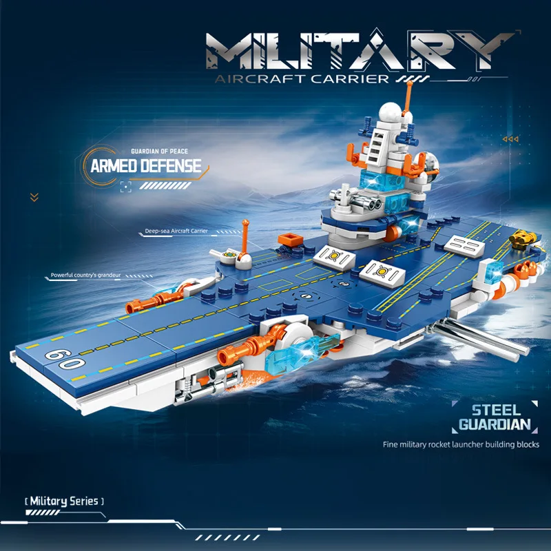 Bausteinmodell für Militärhubschrauber, Flugzeugträger, Ornamente, Spielzeug und Geschenke für Jungen und Kinder