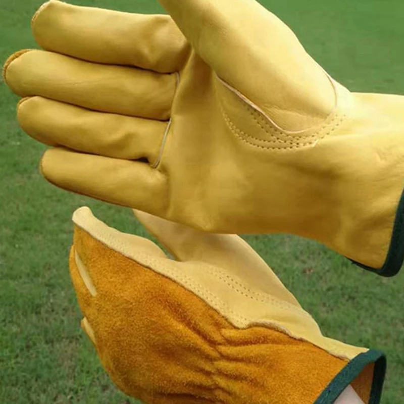 قفازات حماية للعمل قابلة للتنفس مانعة للانزلاق ، قفازات من جلد البقر مقاومة للاهتراء ، قفازات حماية موقع البناء