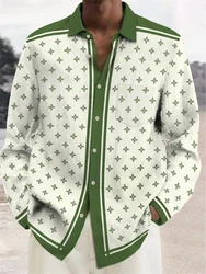 Heren overhemd patroon overhemd Boheems overhemd Outdoor straat lange mouwen button donsjack Modeontwerper