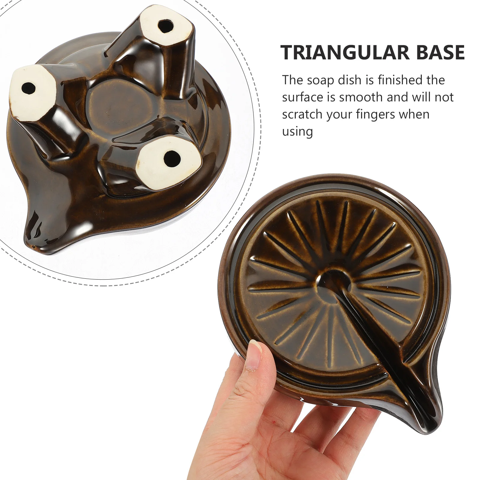 

Stone Mill Style Ceramic Soap Dish Holder Water Draining Function Fits Bathroom Kitchen Decorative Soap Container