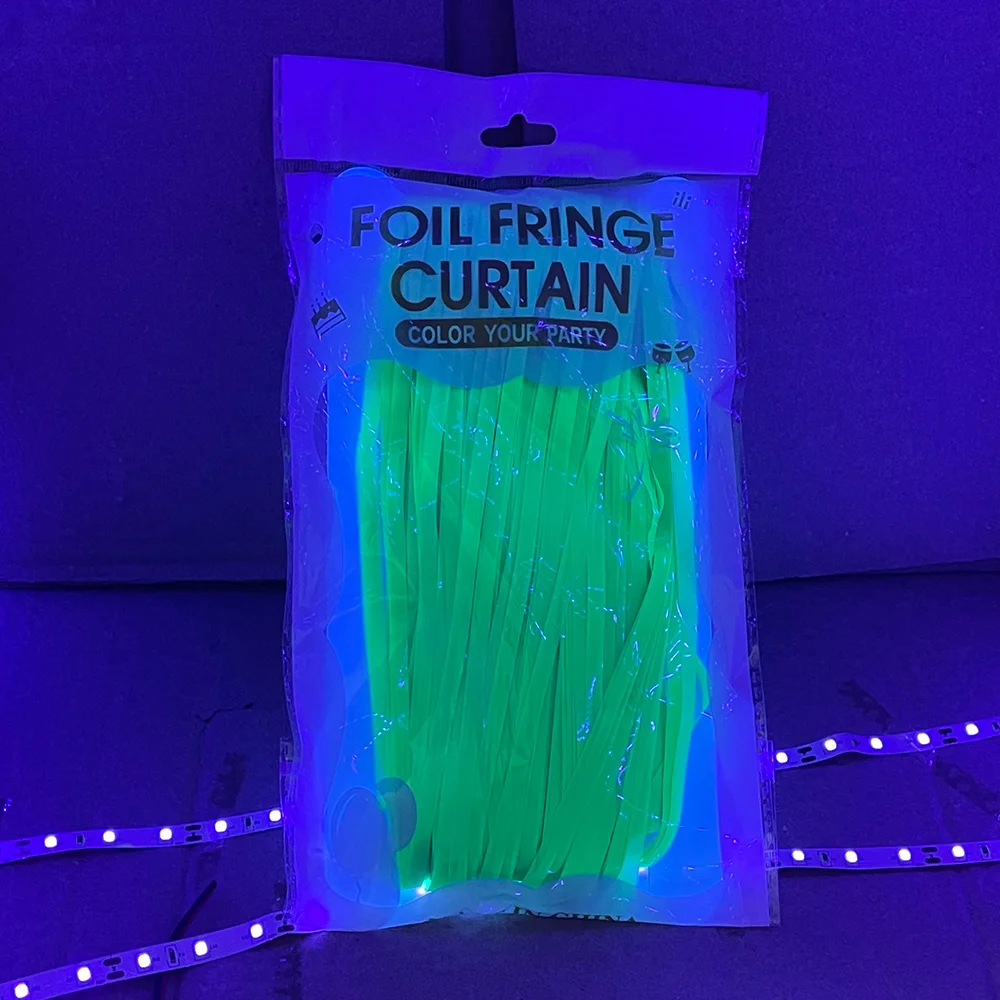 Neon Party Dekoration Bunte Folie Fransen Vorhang Hintergrund Photo Booth Lametta Vorhang Glow Thema Geburtstag Bachelorette Regenbogen – Detail 4