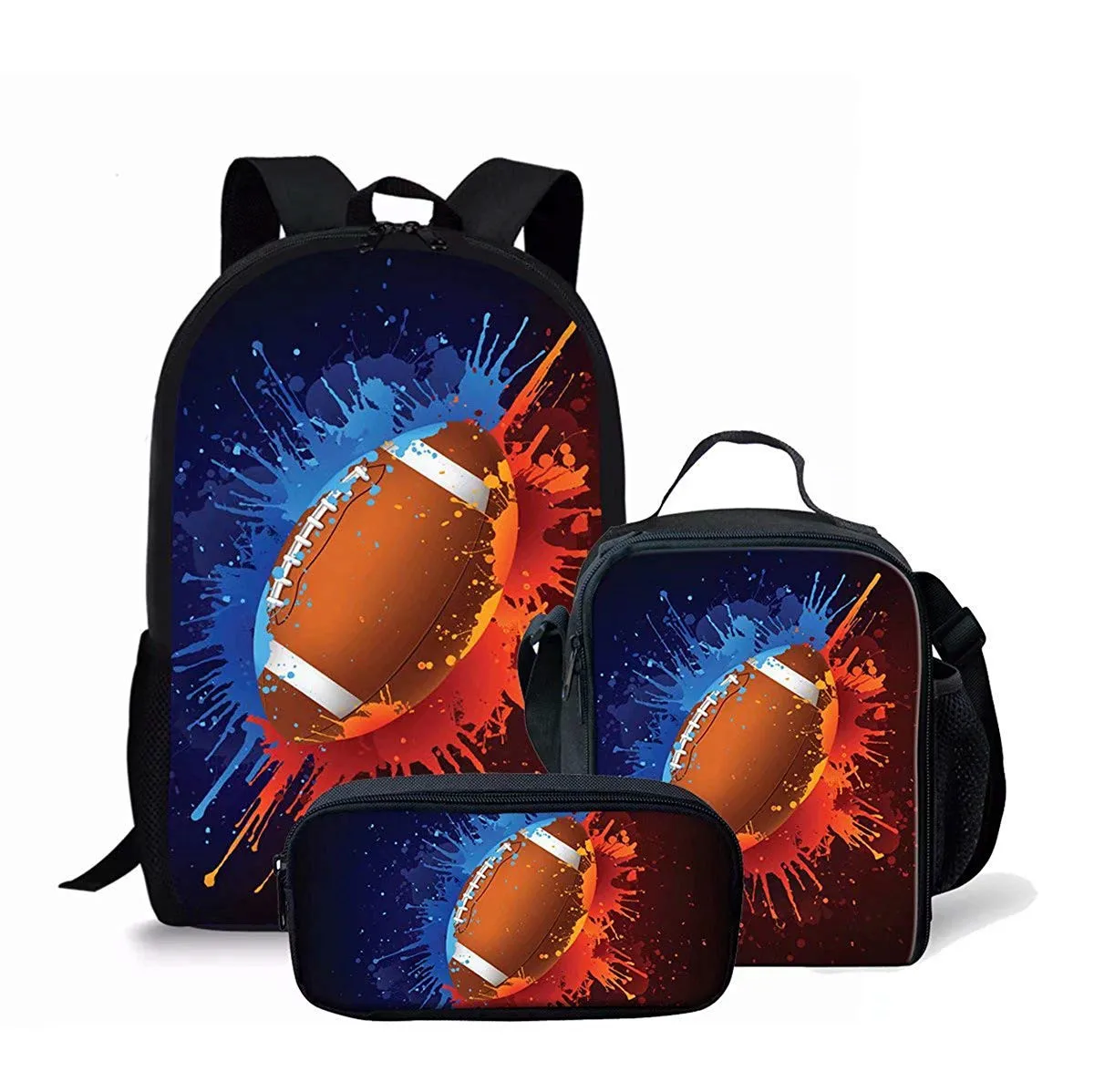 

Popular American football rugby 3D Print 3pcs/Set pupil School Bags Laptop Daypack Backpack Lunch bag Pencil Case