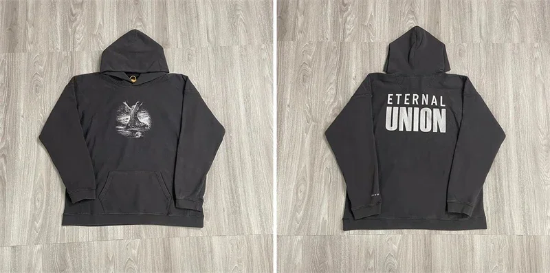 

New Vintage ETERNAL UNION Jesus Hoodie Men Women Top Quality Heavy Fabric Sweatshirts Oversize Pullovers Hooded Techwear