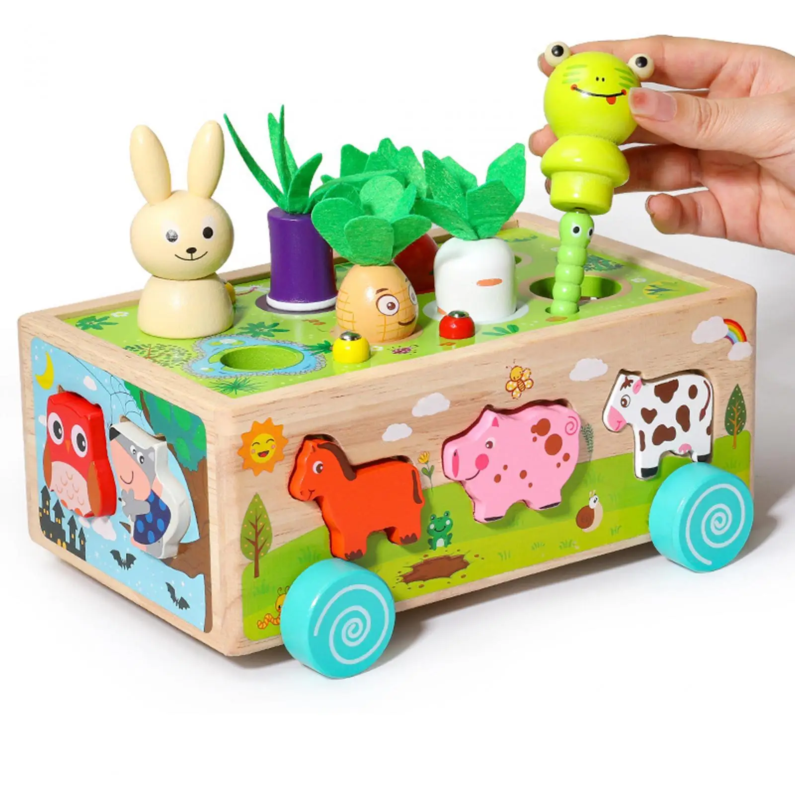 Carrot Harvest Game Puzzle Montessori Toys Wooden Shape Sorter Toys for Ages 3 4 5 Years Old Holiday Gift Kindergarten Kids