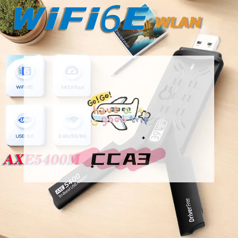 

AX5400M USB Wi-Fi6E адаптер 2,4G, 5G и 6 ГГц USB 3,0 Wi-Fi 6, трехдиапазонная антенна MU-MIMO Plug and Play для Windows 10/11