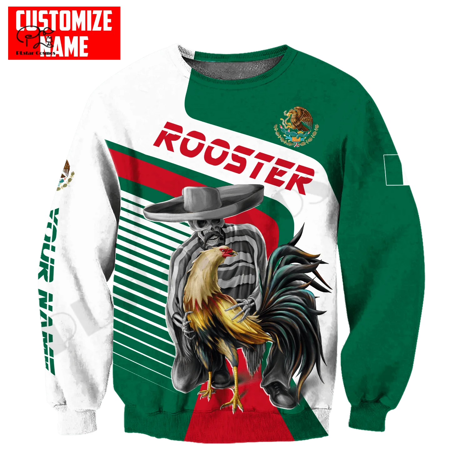 PLstar Cosmos Newest 3D Print Rooster Mexico Custom Name Art Harajuku Streetwear Casual Unique Unisex Hoodies/Sweatshirt/Zip Q-1