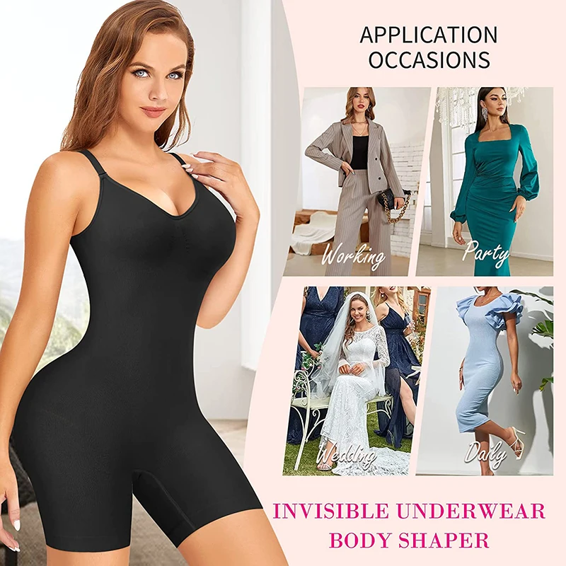 Full Body Shaper Fajas Seamless Women Bodysuit Slimming Tummy Shapewear Mid-Thigh Underwear Butt Lifter Corset Open Crotch