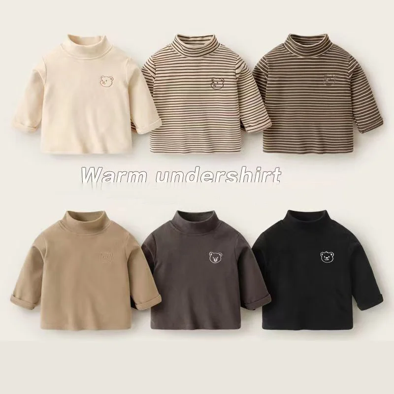 

( 1-7 Years ）Baby Winter Clothes High-neck Base Shirt for Boys Long-sleeved T-shirt Winter Clothing Boys' and Girls' Base Top