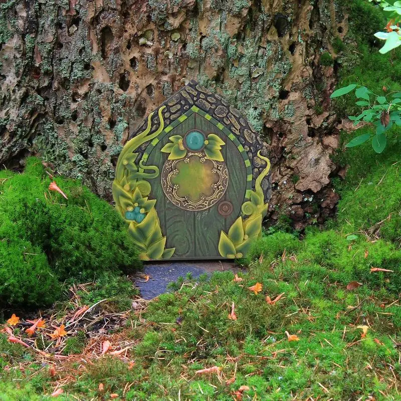 Fairy Doors For Trees Outdoor 4.7Inch Resin Colorful Tiny Gnome Door Sturdy Tree Stump Decor With Hook Fairy House Accessories