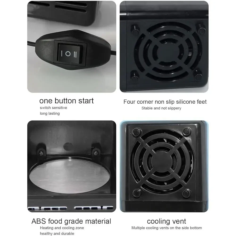 Mini refrigerador USB, refrigerador y calentador de mesa compacto portátil, poco ruido 360 °   Oficina Ideal Refrigeración Semiconductora Circulación