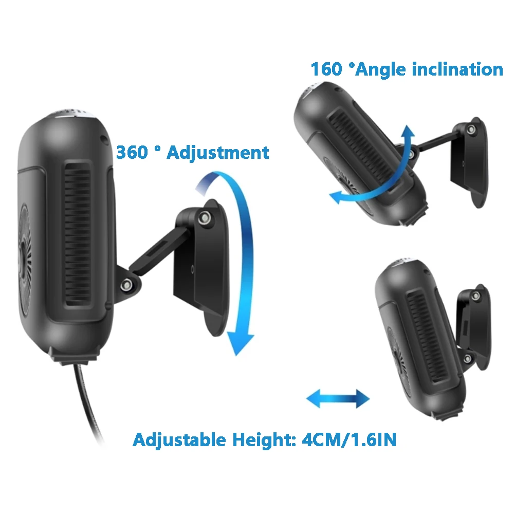 12V/ 24V Car Heater Portable Fan Front Windshield Defogging Demister Adjustment 360°Rotation Fan Anti-Fog Heater Defroster