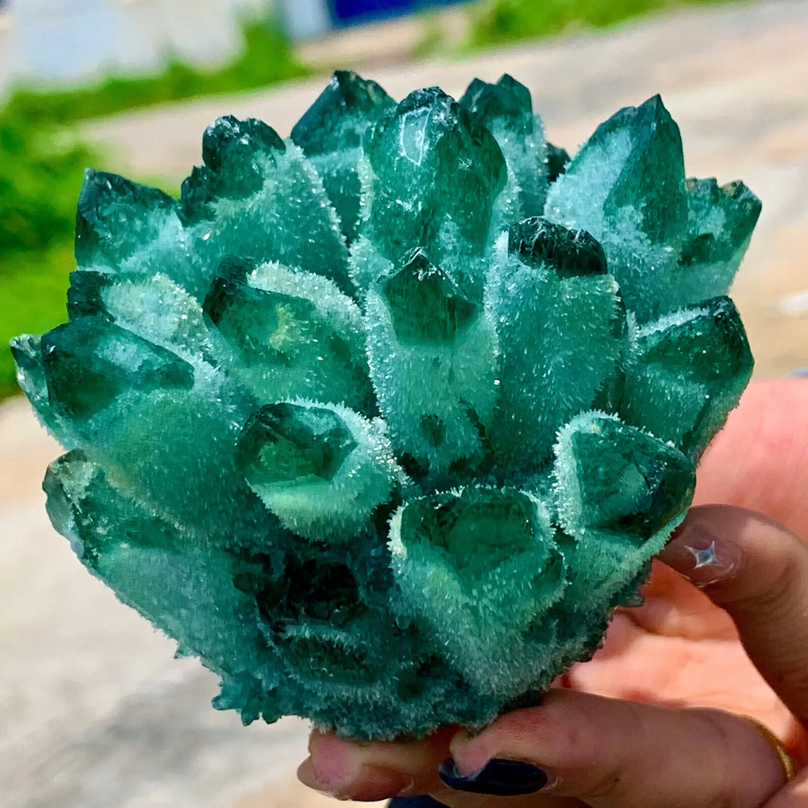 Beatiful Green Tibetan Quartz Crystal Cluster Specimen Healing