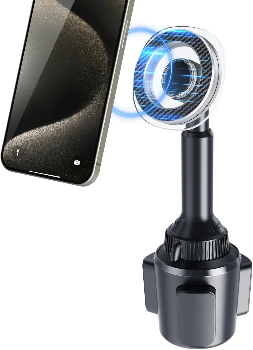 

Phone Car Mount with MagSafe, Long Arm & 360° Rotation, Fits 3'-4' Cup Holders – Secure Fit for iPhone 12-17, No Charger