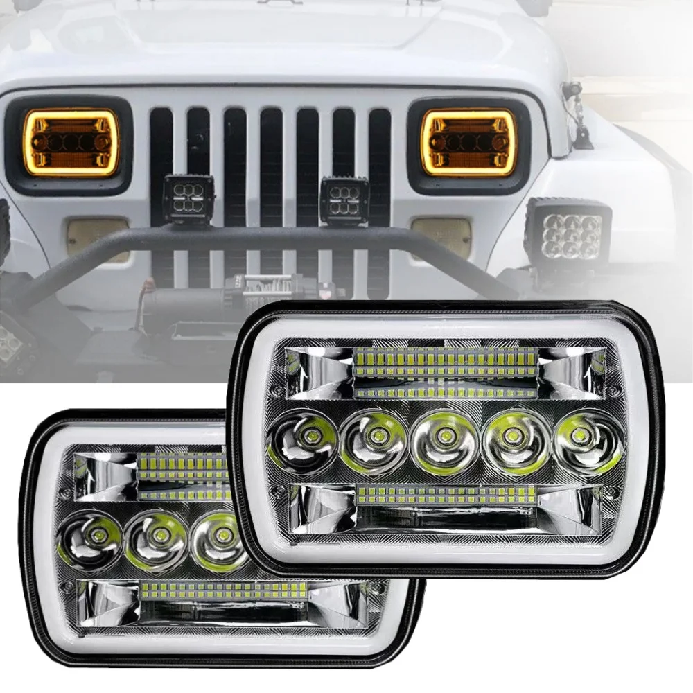 

7inch square led headlight for Jeep Wrangler Y) Cherokee XJ Truck H6054 H5054leep TJ JK Cherokee XJ YJ Pickup Dodge Ram Ford Ch