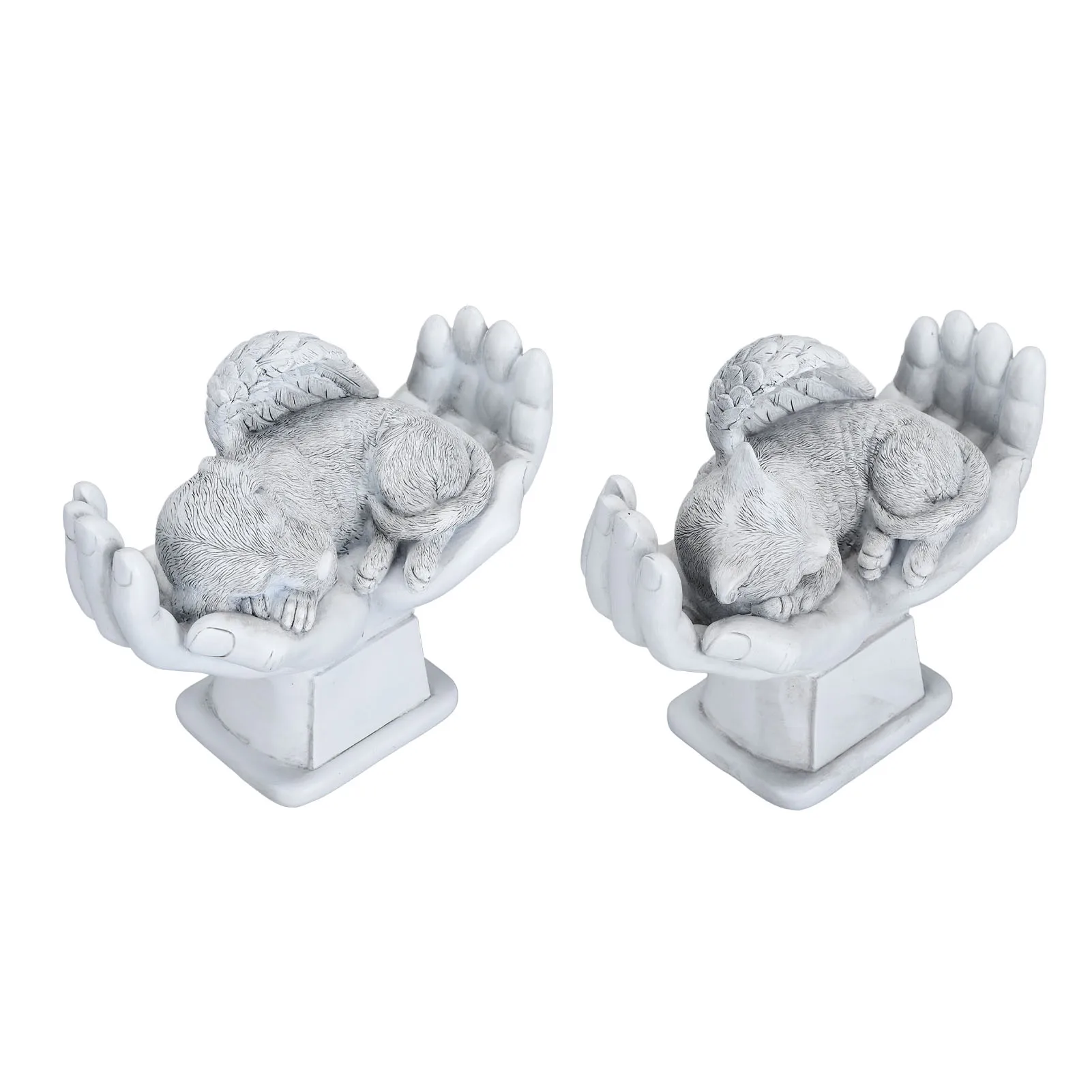 Pet Memorial Statue Outdoor Garden Decor Ornament Angel with God Hands Gravestone Memorial Garden Stone view 4
