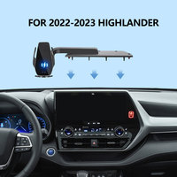 Car Mobile Phone Holder For Toyota Highlander 8/12.3 inch Screen Fixed Base Bracket 15W Fast Wireless Charger Cell Phone Support