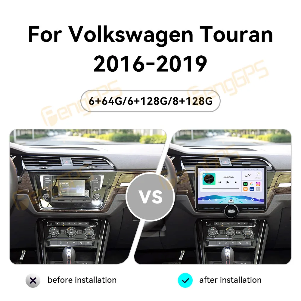 Touch Screen Car Radio For Volkswagen Touran 2016-2019 Android GPS Automotive Multimedia Auto Radio Stereo Receiver Head Unit