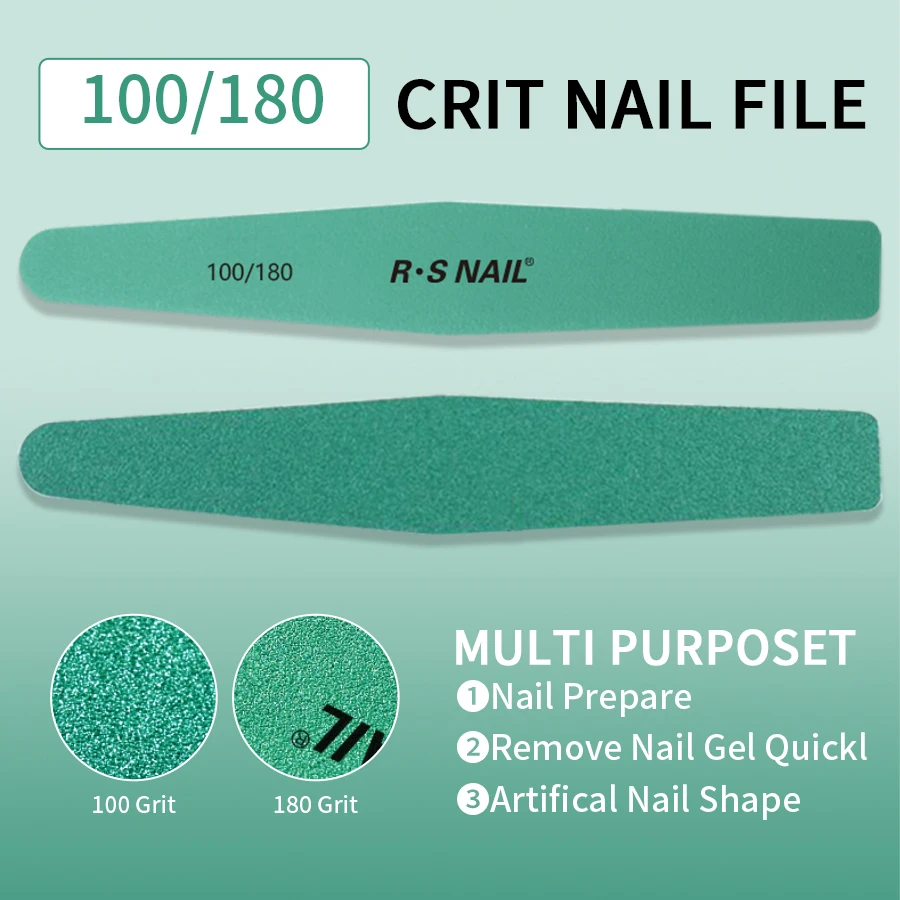 RS Nail File Buffer Buffing Sanding Files Washable Durable Emery Board Manicure Tools Smooth Nail Surface No Sand Falling Off