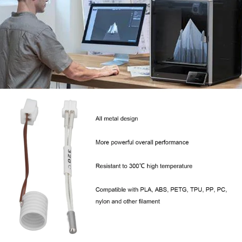 

Ceramic Heater Thermistor Kit 60W For CREALITY K1/K1 Maximum 3D Printer Hotend Replacement Accessories