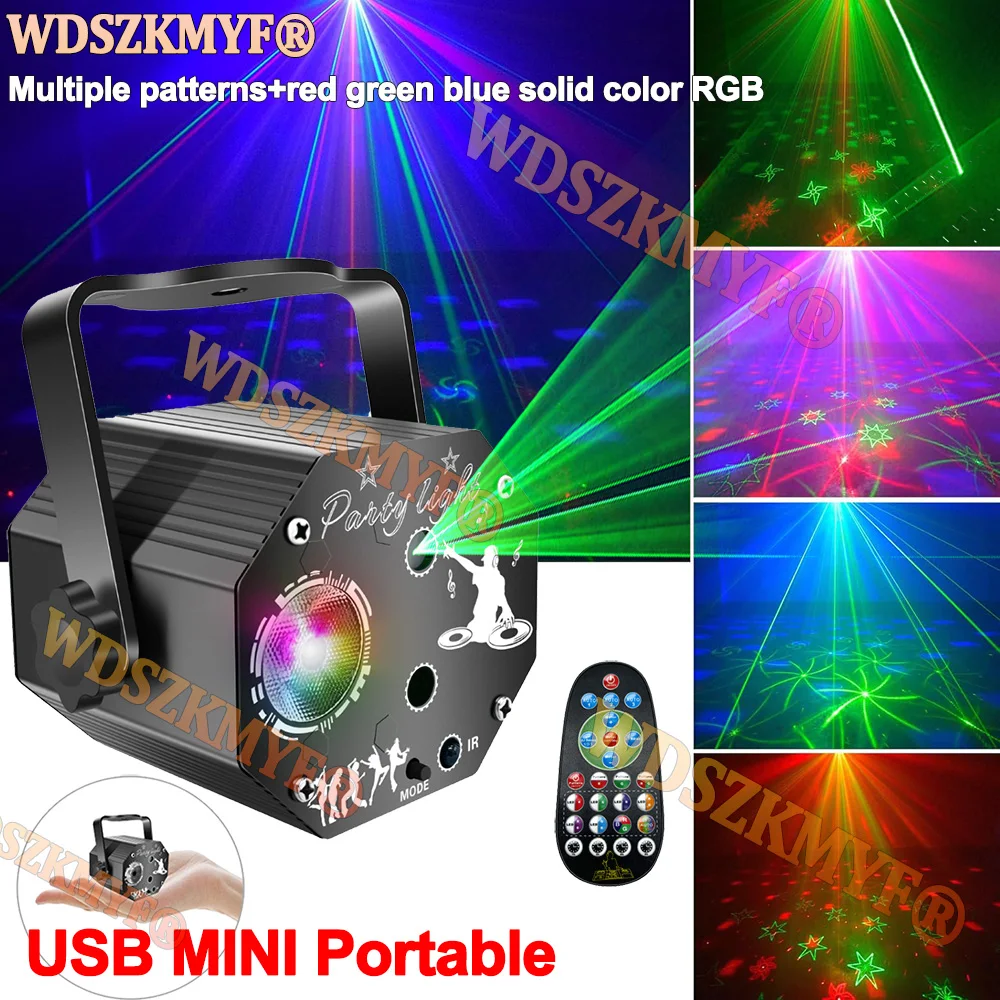 

НОВЫЙ 2IN1 сценический DJ вечерние лазерный проектор дискотека регби USB красный зеленый синий стробоскопические огни клубные домашние праздничные рождественские огни