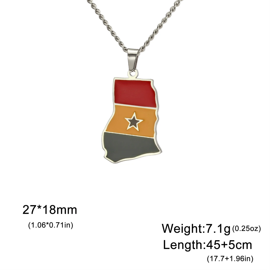 Eueavan Afrika Ghana Karte Flagge Anhänger Halskette Männer Frauen Edelstahl Gold Silber Farbe Charme Ghana Land Schmuck Geschenke