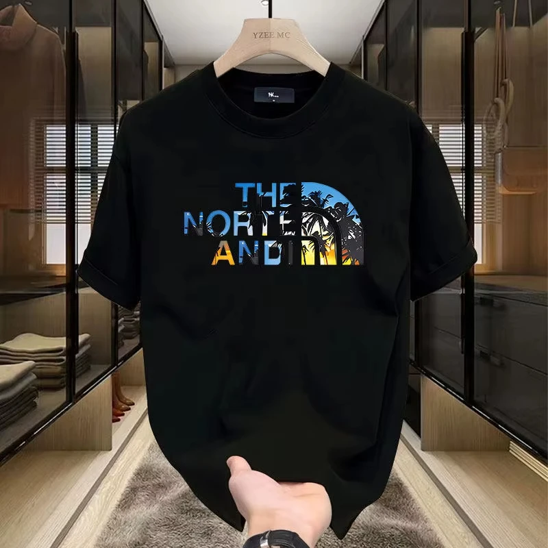 High-quality Men's Summer New Heavyweight Pure Cotton T-shirt Short Sleeve Niche Design Printed Trendy Brand