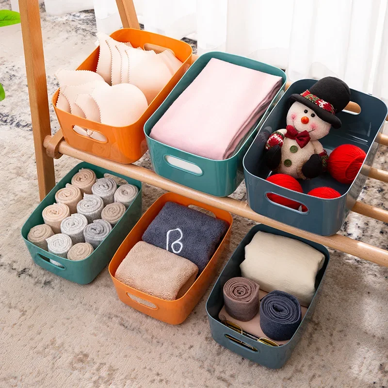 Desk Plastic Sundries Storage Box Cosmetics Jewelry Wardrobe Clothes Small Things Organizer Basket Home Kitchen Containers Tools