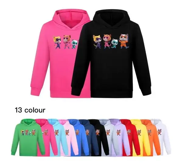 

Super Kitties Child Wear Fashion Boy Hooded Tshirt Fall Boutique Outfits Baby Girl Sweatershirt Kids Spring Tops Toddler Shirts