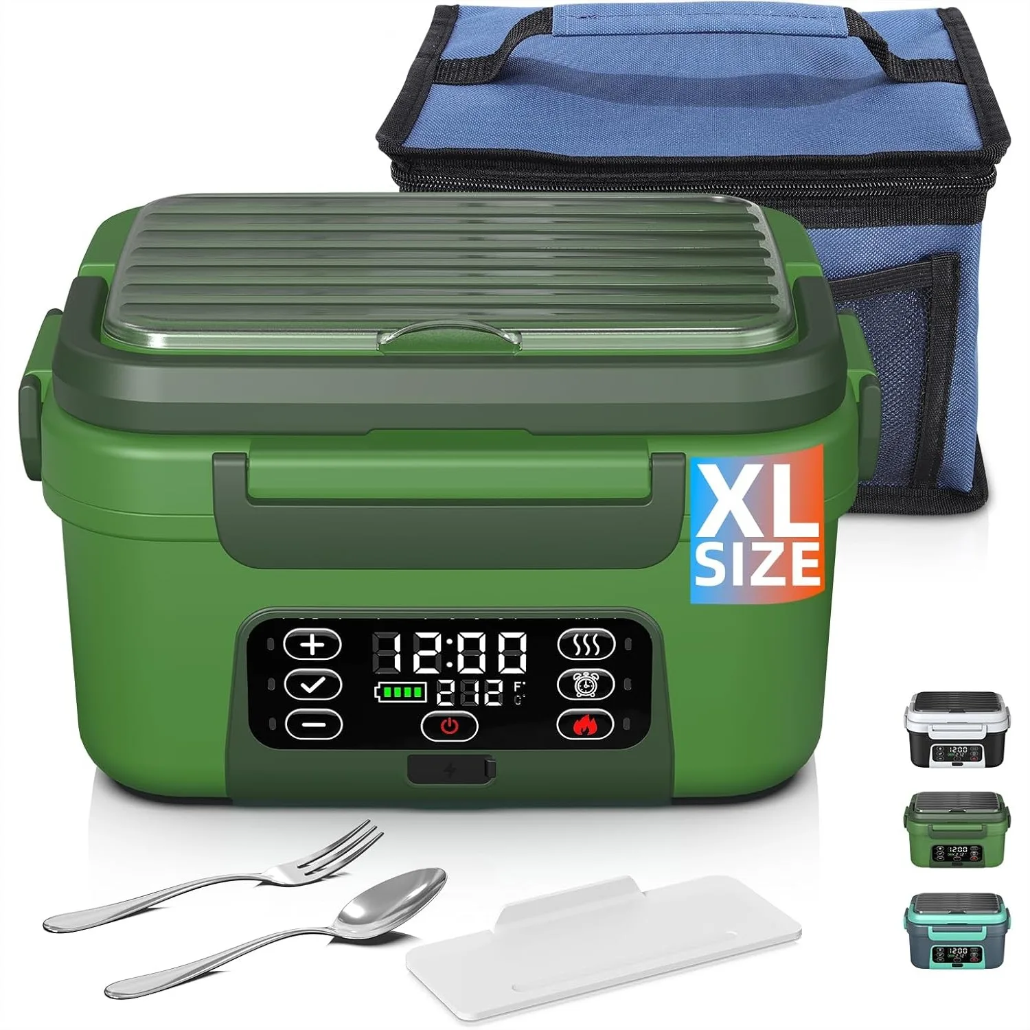 

Cordless Electric Heated Lunch Box, 6.3 Cups Rechargeable Food Warmer with Self Heating, Smart Timer, 360° Heating, Leakproof,