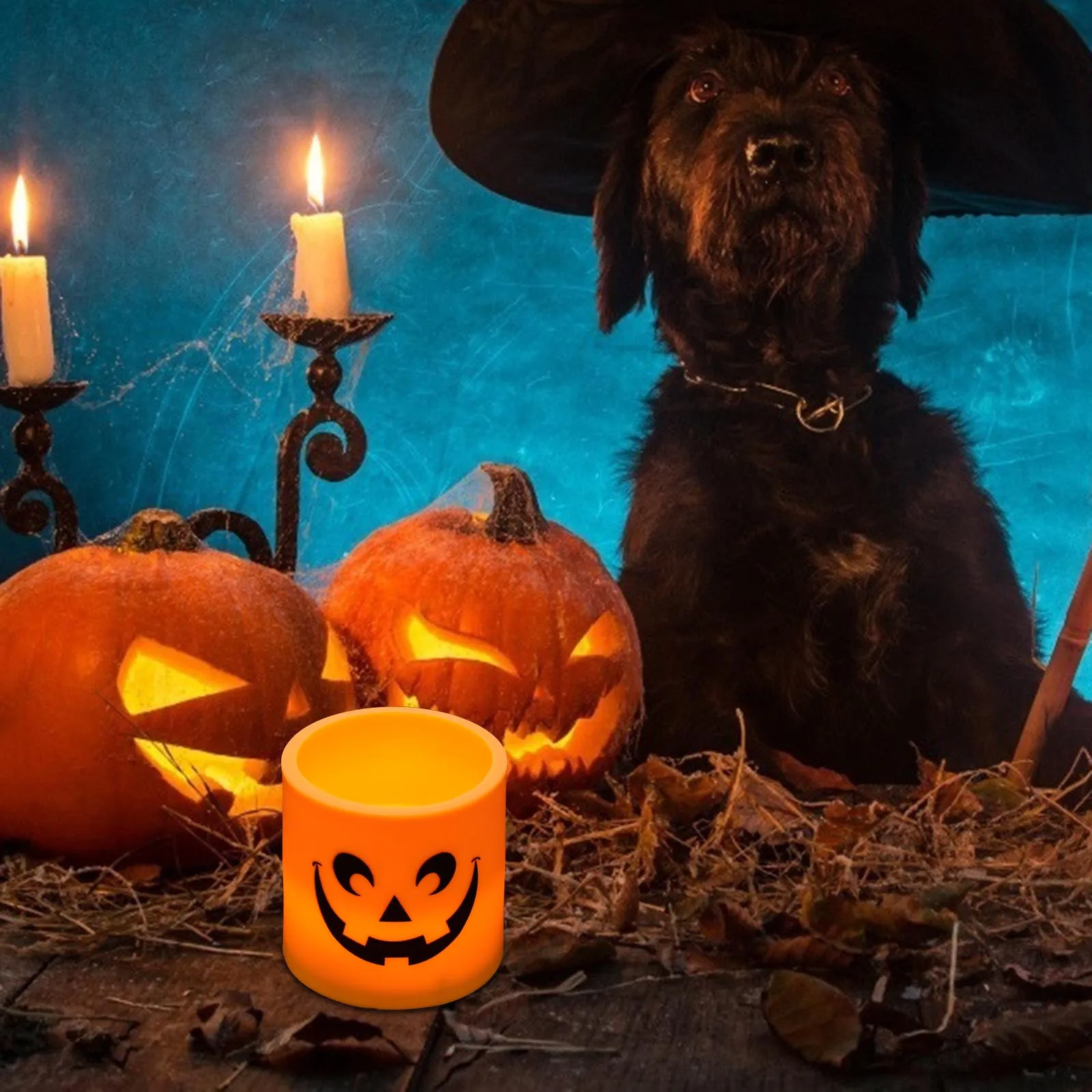 

2 Pcs Grimface Light Decoration Pumpkin LED Lamp Plastic Electronic Halloween