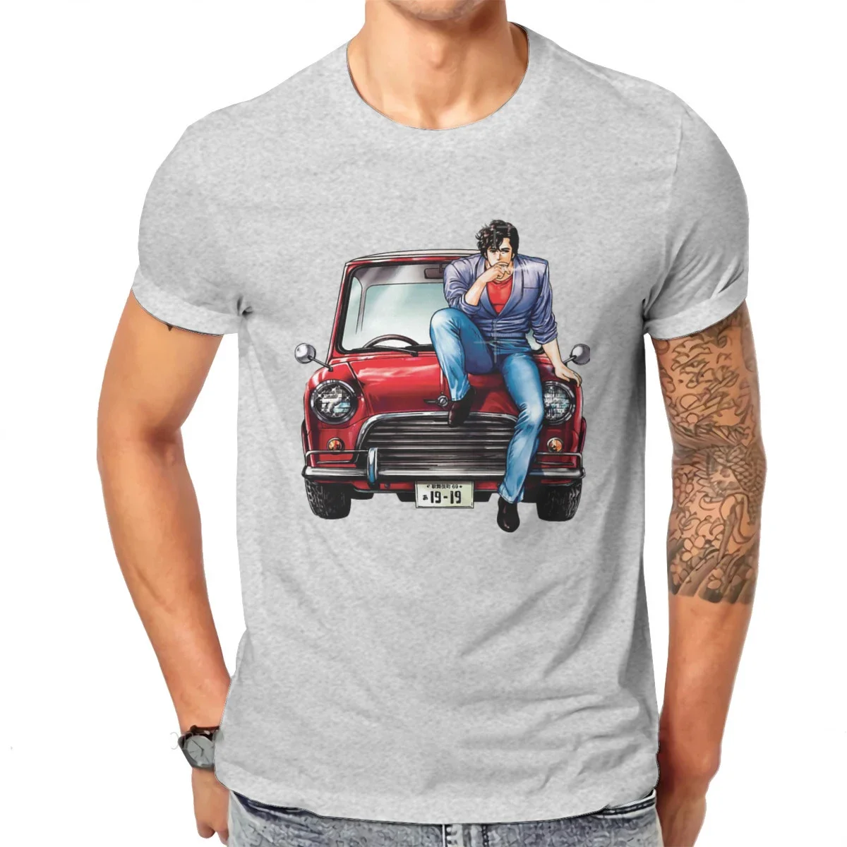 Men Cotton Tees Nicky Larson City Hunter Anime Tshirt Graphic Punk T Shirt Tops Tops Harajuku Streetwear