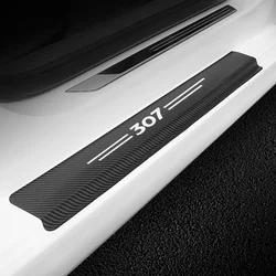 For Peugeot 307 Carbon Fiber 4PCS Car Door Threshold Stickers Protector Door Sill Scuff Plate Guards Sills Vinyl Car Accessories