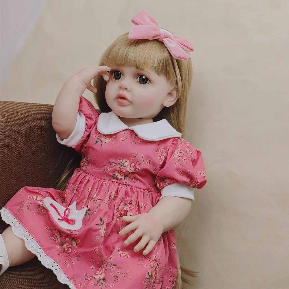 Reborn Toddler Girl Doll Betty 22inch Soft Silicone Full body Vinyl lifelike Newborn Baby Wig Hair Gifts for Children