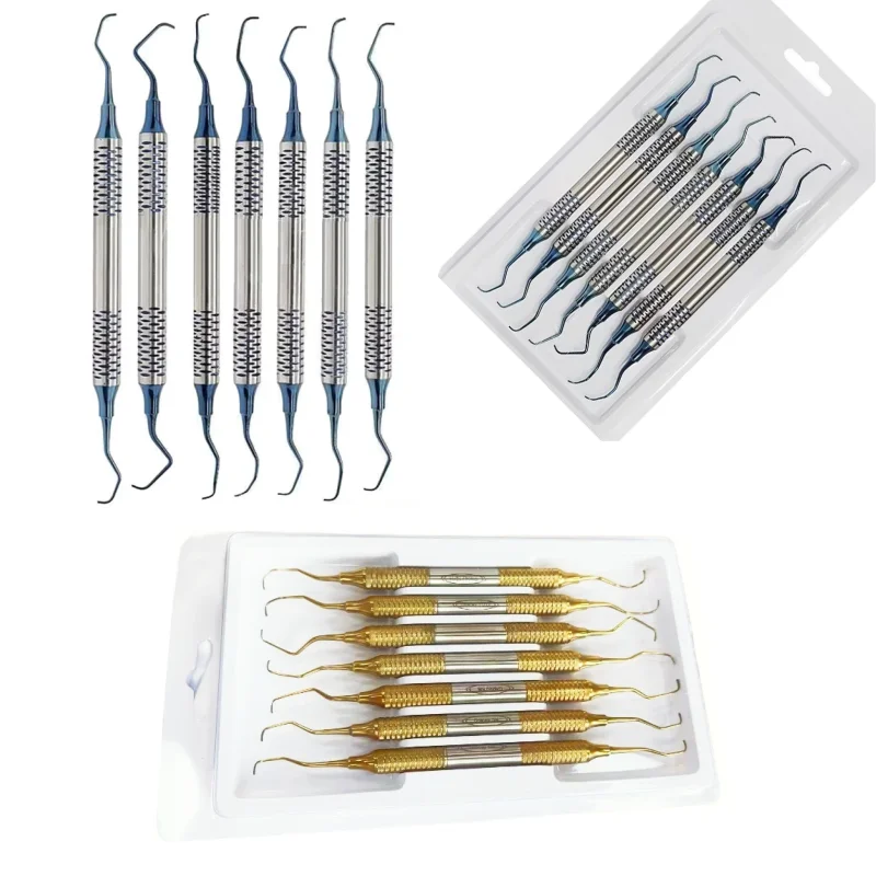 7Pcs/set Teeth Cleaning Dental Scaler Set Periodontal Bone Curettes Perio Dentistry Equipment Oral Care Teeth Whitening Tools