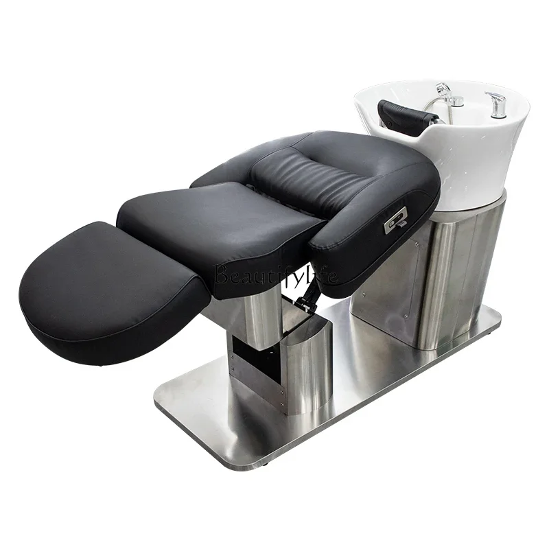 

Electric Adjustable Barber Shop High-End Ceramic Basin Hair Salon Half Lying Flushing Bed